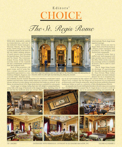 Editors Choice - The St. Regis Rome